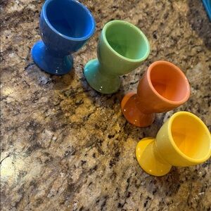 Stoneware Multicolor Egg Cups Set by Strong Master Stoneware